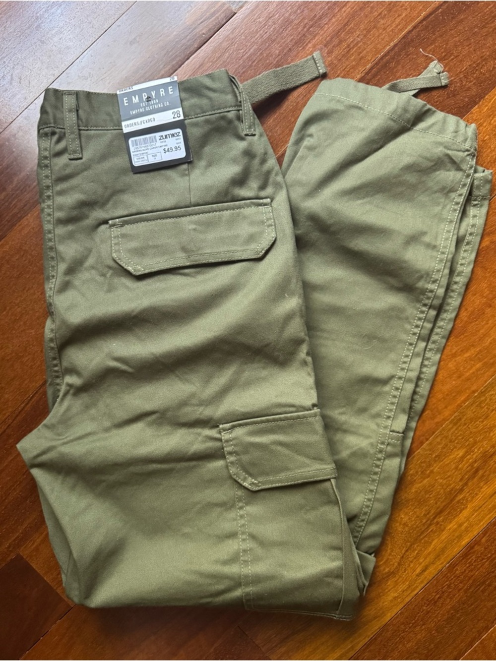 Empyre Olive Green Men's Skater Cargo Pants with Flap Pockets
